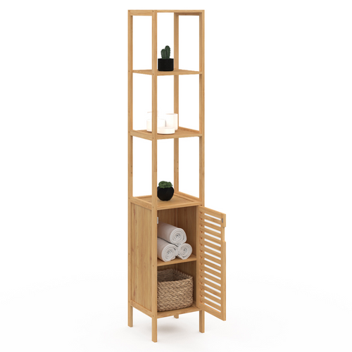 Meuble Colonne Salle De Bain Bambou Bea 1 Porte