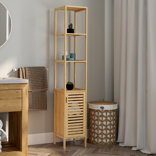 Meuble Colonne Salle De Bain Bambou Bea 1 Porte