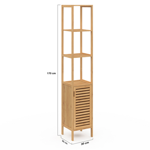 Meuble Colonne Salle De Bain Bambou Bea 1 Porte