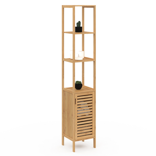 Meuble Colonne Salle De Bain Bambou Bea 1 Porte