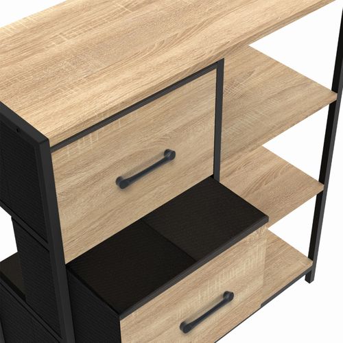 Buffet D'appoint 3 Tiroirs Et Étagères 70 Cm Utah Design Industriel