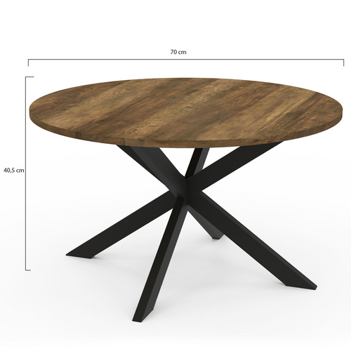 Table Basse Ronde Alix Plateau Hawkins Pied Araignée 70 Cm Bois Foncé Design Industriel
