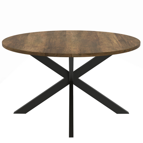 Table Basse Ronde Alix Plateau Hawkins Pied Araignée 70 Cm Bois Foncé Design Industriel