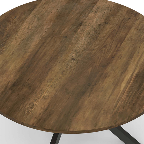 Table Basse Ronde Alix Plateau Hawkins Pied Araignée 70 Cm Bois Foncé Design Industriel