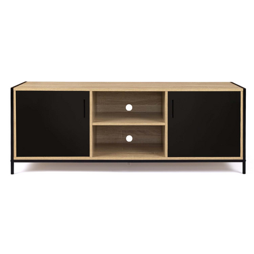 Meuble TV 140 Cm Boston 2 Portes Noires Design Industriel
