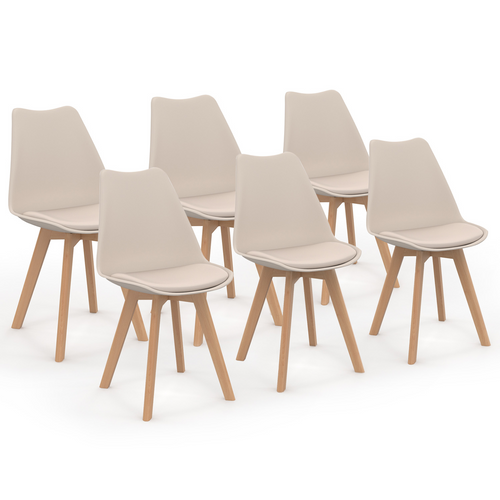 Lot De 6 Chaises Scandinaves Sara Beige Pour Salle à Manger