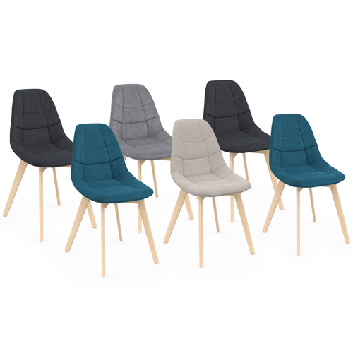 Lot De 6 Chaises Scandinaves Gaby Mix Color Beige, Gris Clair, Bleu x2, Gris Foncé x2 En Tissu