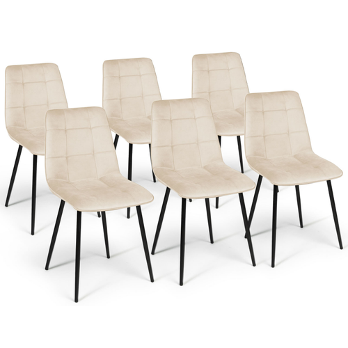 Lot De 6 Chaises Mila En Velours Beige Pour Salle à Manger