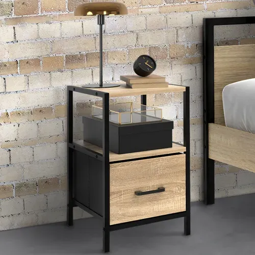 Lot De 2 Tables De Chevet Utah 1 Tiroir Et 1 Niche