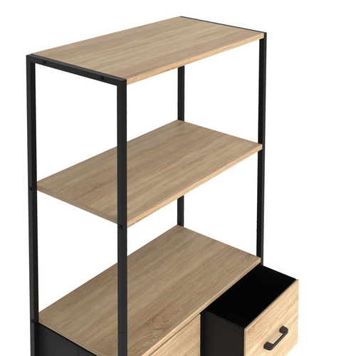 Etagère 3 Niveaux Avec 4 Tiroirs En Tissu Utah 120 Cm Meuble De Rangement Design Industriel
