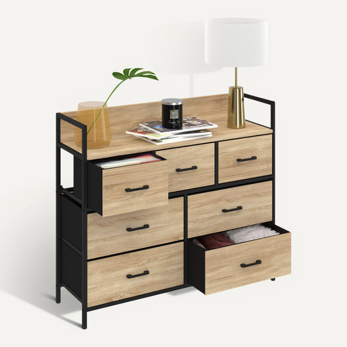 Commode 7 Tiroirs En Tissu Utah 100 Cm Meuble De Rangement Design Industriel