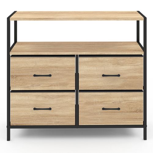 Commode 4 Tiroirs En Tissu Utah 80 Cm Meuble De Rangement Design Industriel