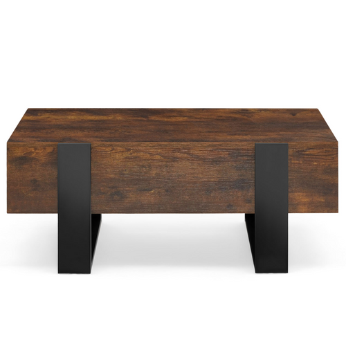 Table Basse Rectangle Phoenix Avec Tiroirs 100 Cm Bois Effet Vieilli Et Noir