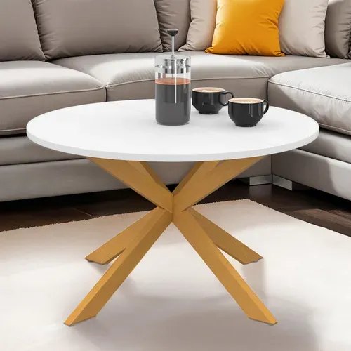 Table basse ronde ALIX pied araignée 70 cm plateau verre