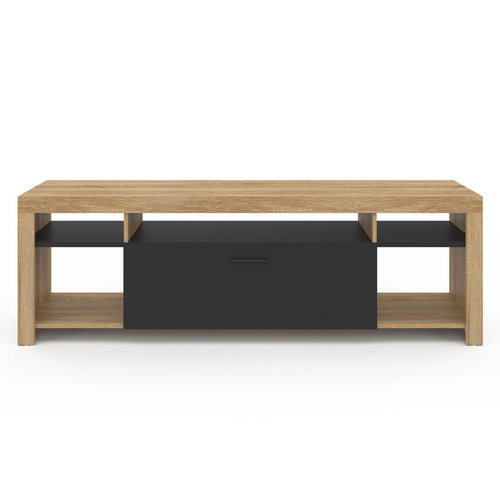 Meuble TV 140 Cm Malo Bois Et Placard Noir