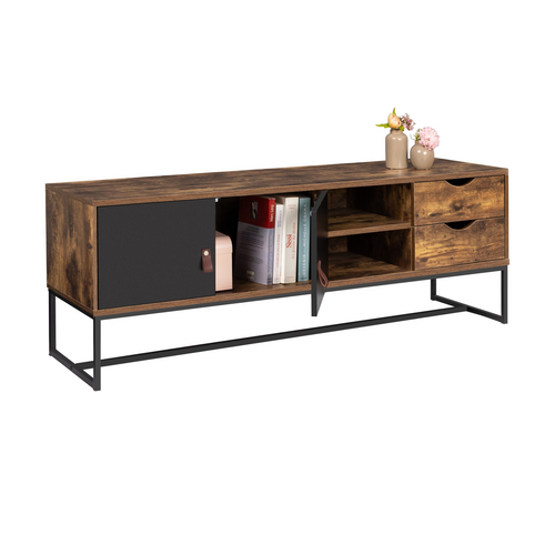 Meuble TV 140 Cm Chicago 2 Portes Et Tiroirs Design Industriel