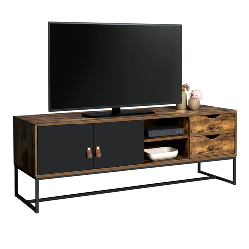 Meuble TV 140 Cm Chicago 2 Portes Et Tiroirs Design Industriel