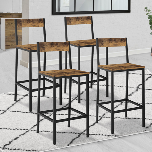 Lot De 4 Tabourets De Bar Dayton Avec Dossier Chaise De Cuisine Design Industriel