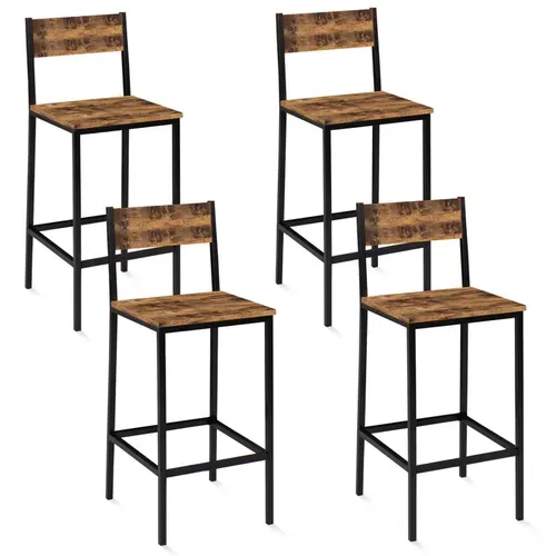 Lot De 4 Tabourets De Bar Dayton Avec Dossier Chaise De Cuisine Design Industriel
