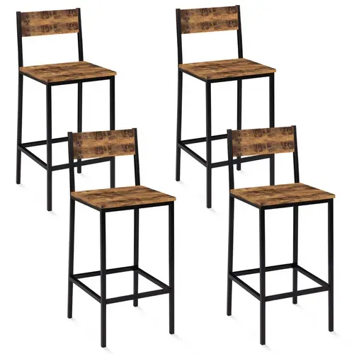 Lot De 4 Tabourets De Bar Dayton Avec Dossier Chaise De Cuisine Design Industriel