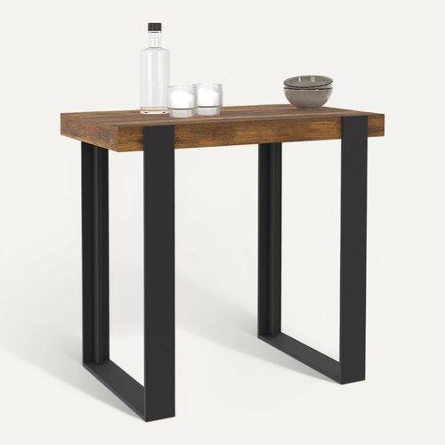 Table Haute De Bar Phoenix Bois Foncé Effet Vieilli Et Noir 90 Cm