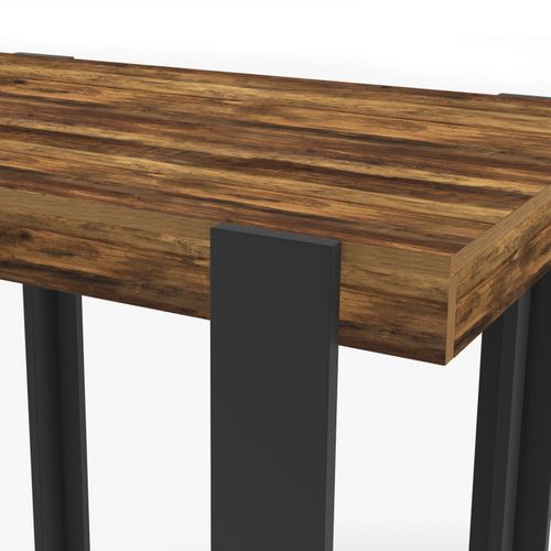 Table Haute De Bar Phoenix Bois Foncé Effet Vieilli Et Noir 90 Cm