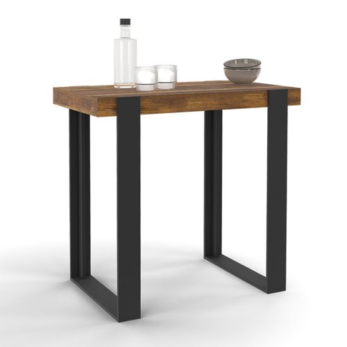 Table Haute De Bar Phoenix Bois Foncé Effet Vieilli Et Noir 90 Cm