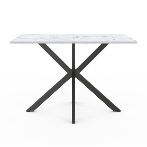 Table à Manger Rectangle Alix 6 Personnes Pied Araignée Noir Et Plateau Effet Marbre Blanc Alaska 11