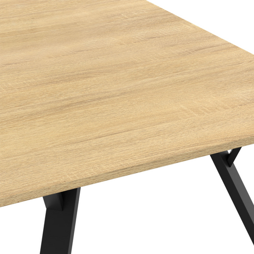 Table à Manger Rectangle Yseult 8 Personnes Bois Et Noir Design Industriel 160 Cm