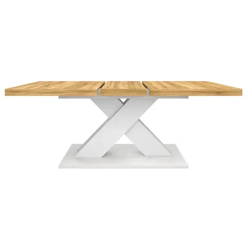 Table à Manger Extensible Rectangle Alicia 6-10 Personnes Bois Et Blanc 160-200 Cm