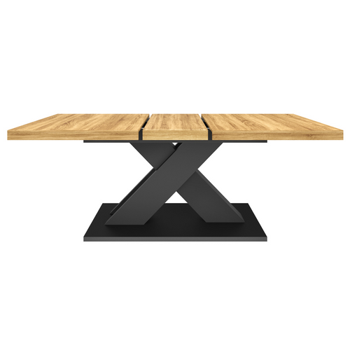 Table à Manger Extensible Rectangle Alicia 6-10 Personnes Bois Et Noir 160-200 Cm