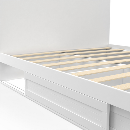 Lit Double Melsa Avec Rangements Tête De Lit Et Sommier 140 X 190 Cm Blanc