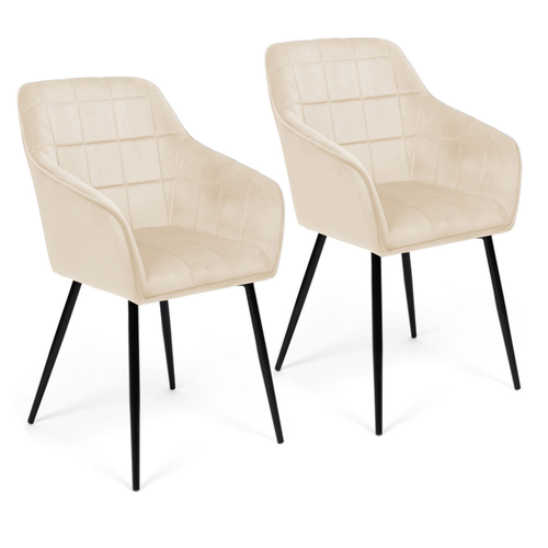 Lot De 2 Chaises De Salle à Manger, Fauteuils De Table Mady En Velours Beige