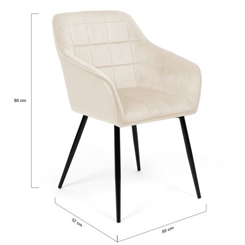 Lot De 2 Chaises De Salle à Manger, Fauteuils De Table Mady En Velours Beige