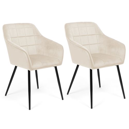 Lot De 2 Chaises De Salle à Manger, Fauteuils De Table Mady En Velours Beige