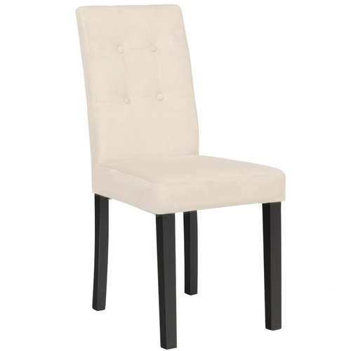 Lot De 4 Chaises Polga Capitonnées En Velours Beige Pieds Noirs