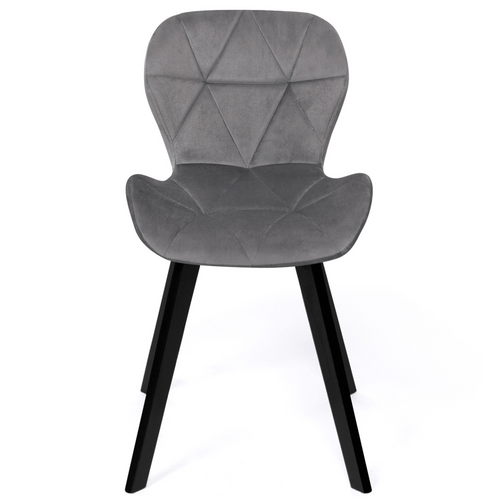 Lot De 4 Chaises Robine En Velours Gris Clair Pieds Noirs