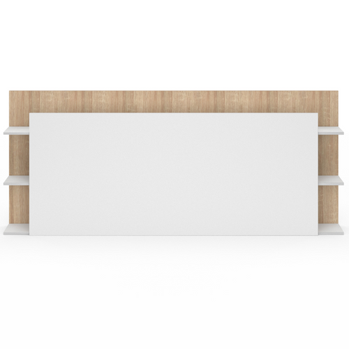 Tête De Lit Sur Pied Ciri Pour Lit 140 Et 160 Cm Avec Rangements Blanc Et Bois
