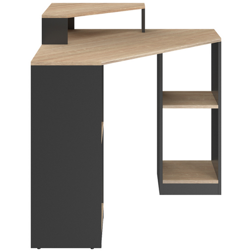 Bureau D'angle Harry Noir Et Façon Hêtre Gain De Place Bureau Informatique Avec Rangements