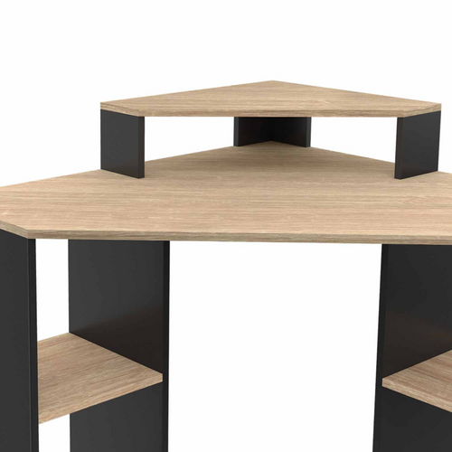 Bureau D'angle Harry Noir Et Façon Hêtre Gain De Place Bureau Informatique Avec Rangements