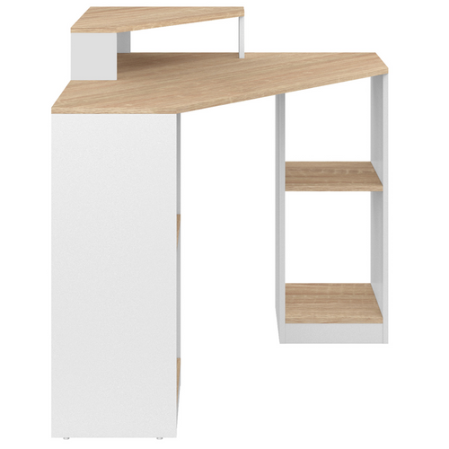 Bureau D'angle Harry Blanc Et Façon Hêtre Gain De Place Bureau Informatique Avec Rangements