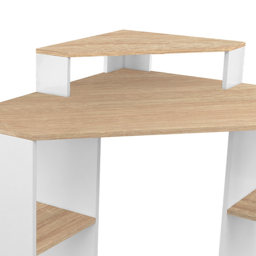 Bureau D'angle Harry Blanc Et Façon Hêtre Gain De Place Bureau Informatique Avec Rangements