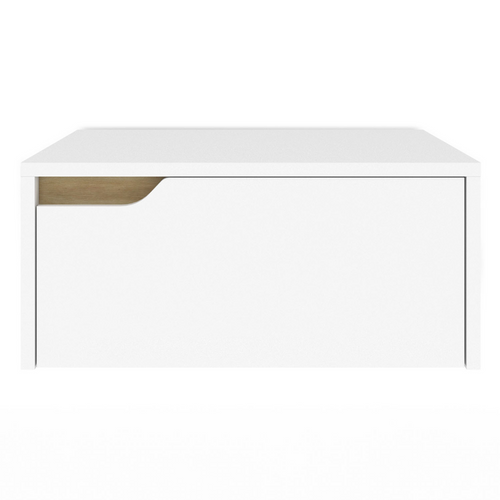 Lot De 2 Tables De Chevet Murales Helsinki Scandinaves 1 Tiroir étagère Suspendue Blanc