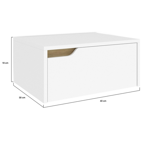 Lot De 2 Tables De Chevet Murales Helsinki Scandinaves 1 Tiroir étagère Suspendue Blanc