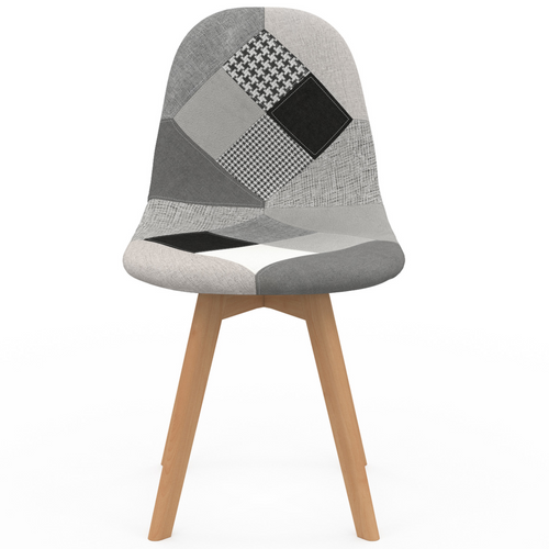 Lot De 4 Chaises Scandinaves Sara Gris Foncé,  Blanc, Noir Et Patchworks Noirs, Gris Et Blancs