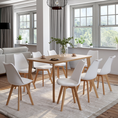 Lot De 8 Chaises Scandinaves Sara Blanches Pour Salle à Manger