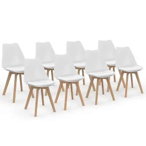 Lot De 8 Chaises Scandinaves Sara Blanches Pour Salle à Manger