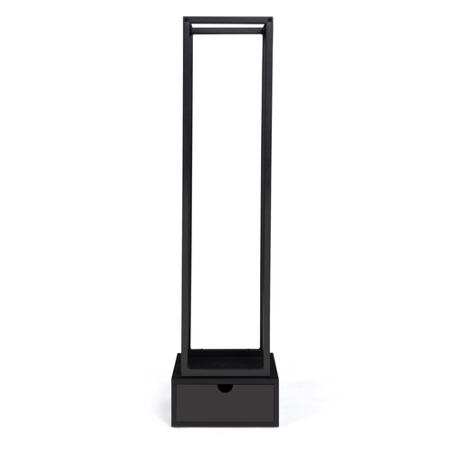 Range Bûches Vertical Acier Noir H. 125 Cm Avec Tiroir Pour Cheminée
