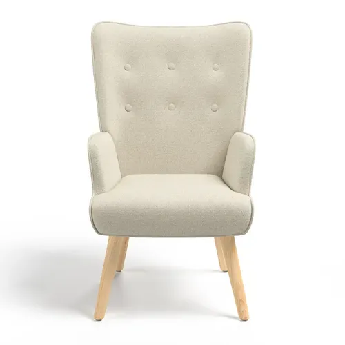 Fauteuil Scandinave Ivar En Tissu Beige