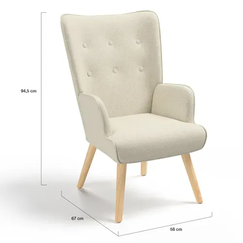 Fauteuil Scandinave Ivar En Tissu Beige